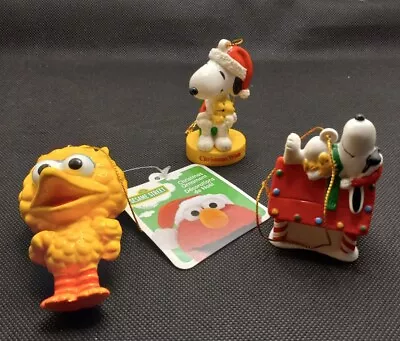 $18 • Buy Vintage Lot Of 3 Christmas Ornaments 1 Big Bird 2 Snoopy & Woodstock 