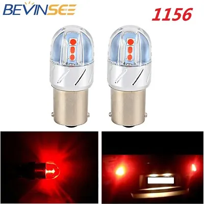 Bevinsee 1156 BA15S Red LED Backup Reverse Turn Signal Light Bulb 1000K P21W R5W • $8.99