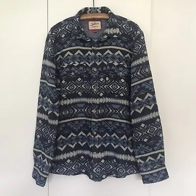 £20 • Buy Joe Browns Mens Aztec Print Shirt Size M Blue Grey Brushed Cotton 