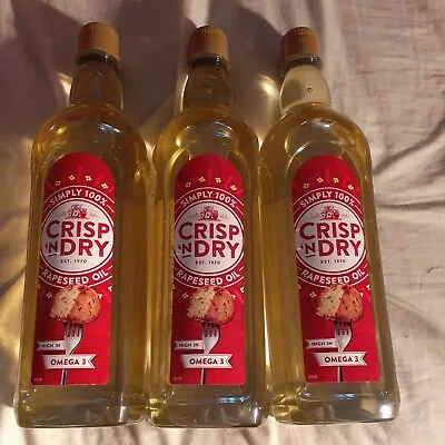 3x 1 Litre Bottles Of Crisp N Dry Cooking / Vegetable Oil.BB NOV 2024. Free P&P. • £19.96