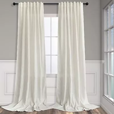 Natural Linen Back Tab Curtains 84 Inch Length For Living Room 2 Panel Pocket Dr • $147.40