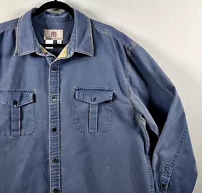 The Territory Ahead Mens Shirt Jacket Long Sleeve Sz 2XL Heavy Cotton Solid Blue • $38.22