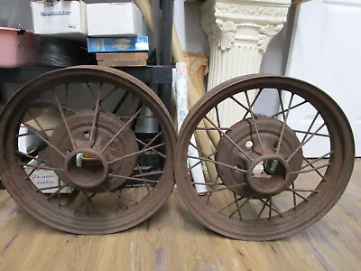 1930 1931 FORD MODEL A 19  WIRE SPOKE WHEELS 5 LUG SET Of 2 ORIGINAL VINTAGE • $195