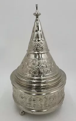 $599.99 • Buy Moroccan Tagine Dish W/Cover Silver Plated 13.5  Tall X 7.5  Diameter