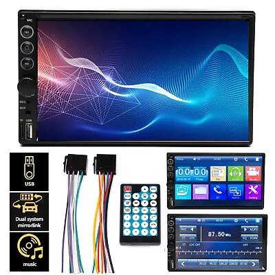 Stereo Bluetooth MP5 Player Car Radio FM Touch Screen Mirror For Android IOS GPS • $53.08