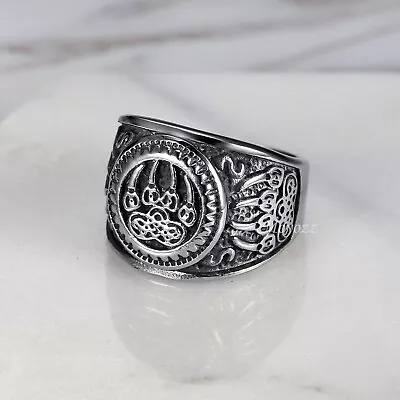 Mens Stainless Steel Norse Nordic Viking Bear Paw Claw Ring Men Size 7-15 Gift • $7.99