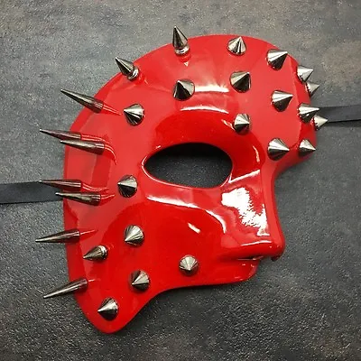 Spiked Red Half Men's Phantom Mask Halloween Unisex Masquerade Mask • $12.95