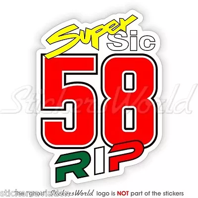 MARCO SIMONCELLI 58 Super Sic RIP Moto GP Fahrradhelm Sticker Aufkleber 100mm • $4.50