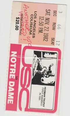 $4.99 • Buy 1982 Notre Dame Vs USC Trojans Ticket Stub
