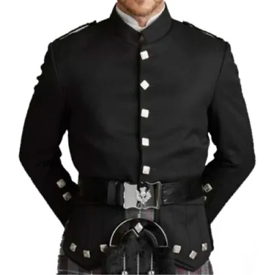 Mens Black Military Doublet Jacket Scottish Piper Drummer Doublet Jacket For Men • £66.80