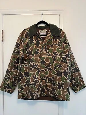 Vintage LL Bean Duck Camouflage Duck Hunting Jacket Corduroy Collar 42 • $45