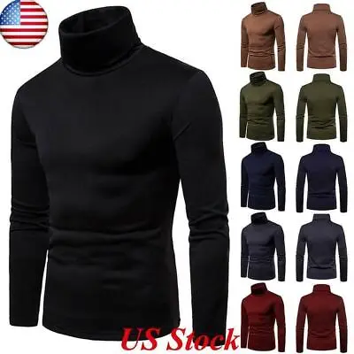 US Mens Turtleneck Pullover Long Sleeve Jumper Tops Warm Casual Slim Fit T-Shirt • $19.68
