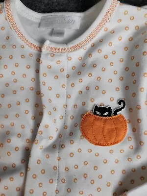 Magnolia Baby Halloween Pumpkin With Black Cat Long Sleeve Coverall 9 Month • $12.99