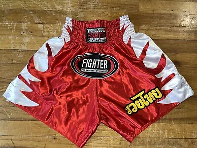 Muay Thai Satin Boxing Shorts X-Large Genuine Fighter MMA Nylon Shiny Vintage • $34.99