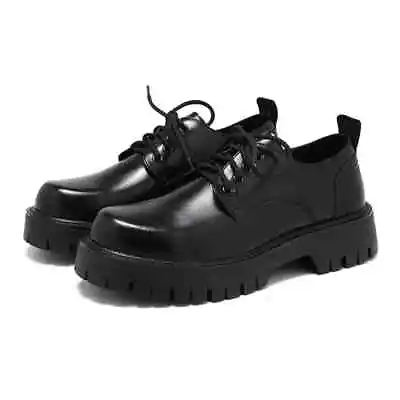 Men Platform Shoes Black Male Lace Up Dress Shoes Business Oxfords Wedding Flats • $78.58