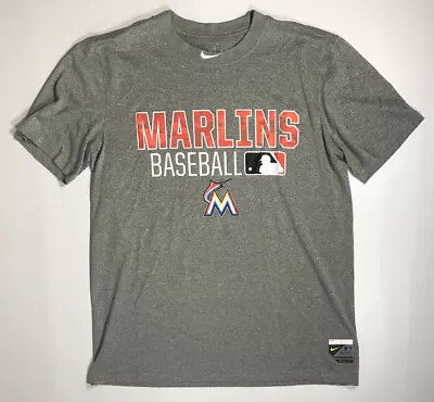 Miami Marlins Baseball Gray Nike Dri Fit Shirt Size Medium • $29.99