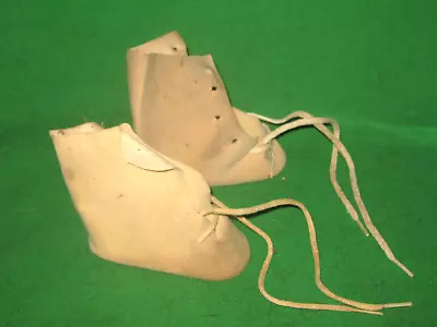 Vintage Ecru Doll Boots-Cloth Faux Suede- 1 3/8  X 2 7/8  - Old Stock • $12