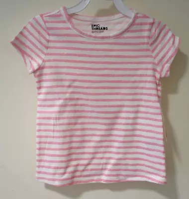 NWT Epic Threads Pink/White Stripe Top Girl's Size Medium / 10-12 • $6.20