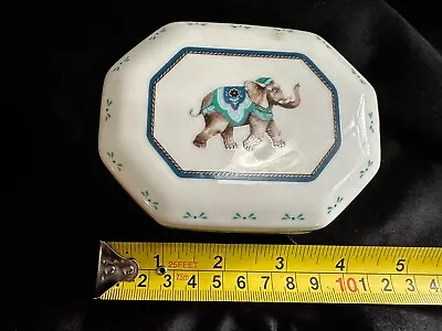 Vera Bradley Elephant Porcelain Trinket Box Retired Beautiful • $15