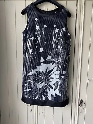 £12 • Buy Vintage 60s Mini Dress With Sequin Detail Satin Effect Edging Size 14