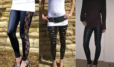 Full Length Leggings WET LOOK FASHION HALLOWEEN 6 8 10 12 14 16 18 20 22 24 • £9.99