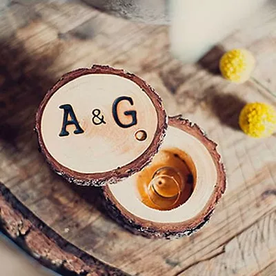 £14.99 • Buy Personalised Rustic Wedding Gift Ring Bearer Wooden Ring Box Holder Handmade