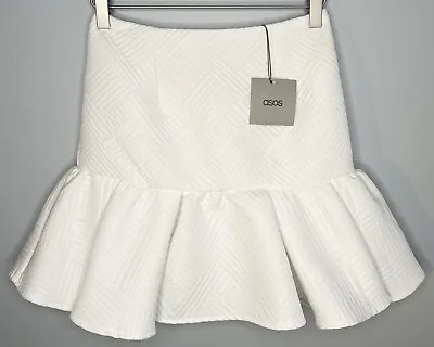 ASOS Size 4 White Polyester Peplum Skirt Flounce Skirt NWT! • $9.99