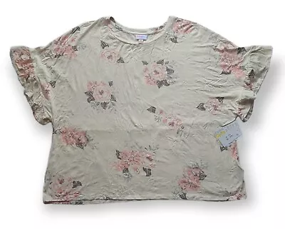 LuLaRoe Rose Floral 3XL Dahl Dolman Top Ruffle Sleeves 3X Flowers NEW • $39.99