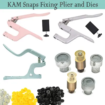 KAM Snaps Fastener Plastic Buttons T3 T5 T8 T15 Dies Set With ZYT Plier Kit • £44.39