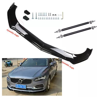 Front Bumper Lip Splitter For Volvo C30 Spoiler Strut Rod Glossy Black • $69.99