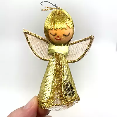 VTG Gold Foil Felt Cone Angel Christmas Ornament Mini Tree Topper • $17.97