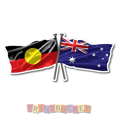 Aboriginal & Australia Flags Sticker 180mm Quality Water & Fade Proof Vinyl  • $6.99
