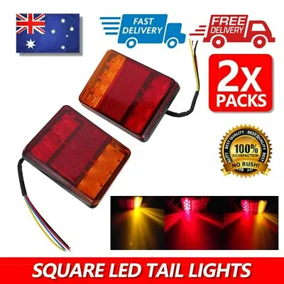 $12.59 • Buy 2X Trailer Tail Lights 8 LED Stop Tail Lights Submersible Boat Truck Lamp Parts