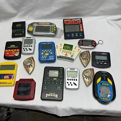 Vtg Hand Held Video Games Poker Casino Texas Hold ‘Em Roulette Lot Of 17 • $49