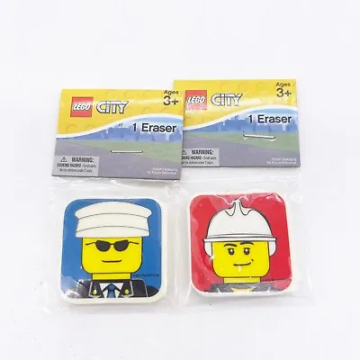 Lego City Movie Kids Eraser Construction Worker And Police Officer Lot 2 New • $5.70
