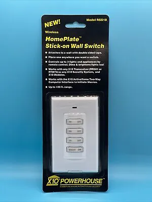 New X10 Powerhouse Wireless HomePlate Stick-On Wall Switch Model RSS18 NIP • $5.99