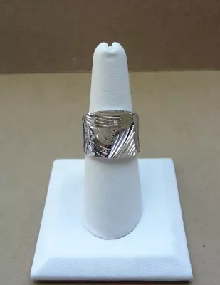 Milor Italy 925 Wide Diamond-cut Multi-cross Hatch Band Ring - Nwot • $38.24