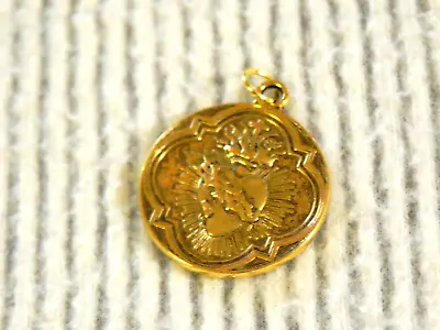 Sacred Heart Medal Gold Tone Medal Catholic Pendant Coeur Sacre Unknown Vintage • $7.49