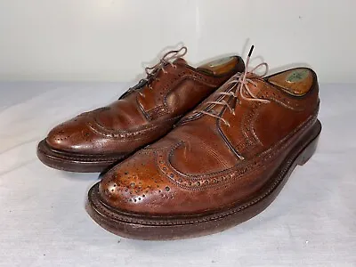 Florsheim Imperial Wingtip Dress Shoes Men's Brown Leather Lace-up V Cleat  US 8 • $74.99