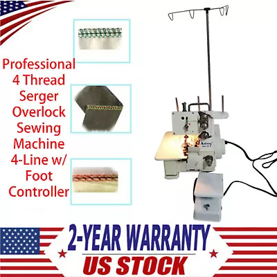 Professional 4 Thread Serger Overlock Sewing Machine 4-Line W/ Foot Controller • $157.92