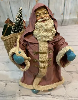 Vintage Midwest Of Cannon Falls Santa Figurine Paper Mache Dusty Pink Robe 10  • $19.99