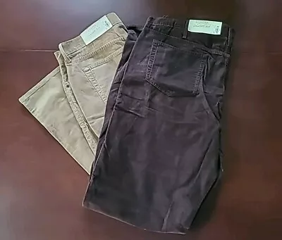 NWT Sonoma Life Style Men's Tan Or Brown Corduroy Pants Straight Fit Flat Front • $22.99