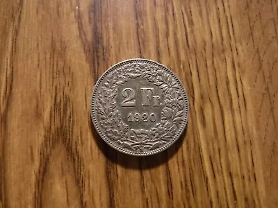 Switzerland 2 Franc 1920 B Silver Coin (t277) • $11.99
