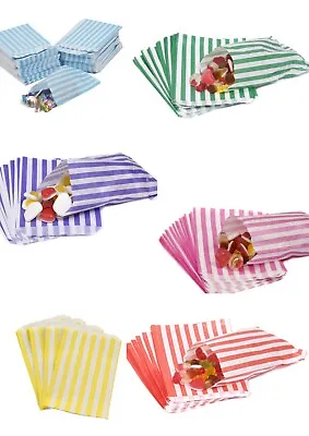 £0.99 • Buy 5  X 7  Stripe Paper Sweet Bags For Sweets Favour/Buffet/Wedding Cake/Gift/Party