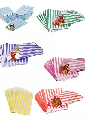 £0.99 • Buy 5  X 7  Stripe Paper Sweet Bags For Sweets Favour/Buffet/Wedding Cake/Gift/Party
