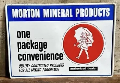 Original And Vintage Morton Mineral Products Metal Embossed Sign Salt • $488.75