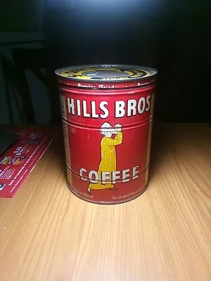 Vintage 2 Pound Hills Bros Coffee Can And Lid • $0.99