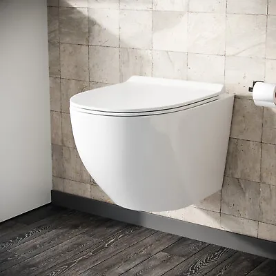 Declan Rimless Wall Hung Toilet Pan + Soft Close Toilet Seat  • £139.99