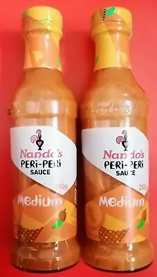 2 X NANDO'S MEDIUM PERI PERI SAUCE  For Pouring Dipping Cooking Adoring 250g • £11.95