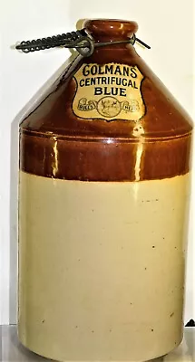 ANTIQUE BOTTLE BULLS HEAD GOLMANS CENTRIFUGAL BLUE DEMIJOHN OLD BOTTLE 1930's • $2500